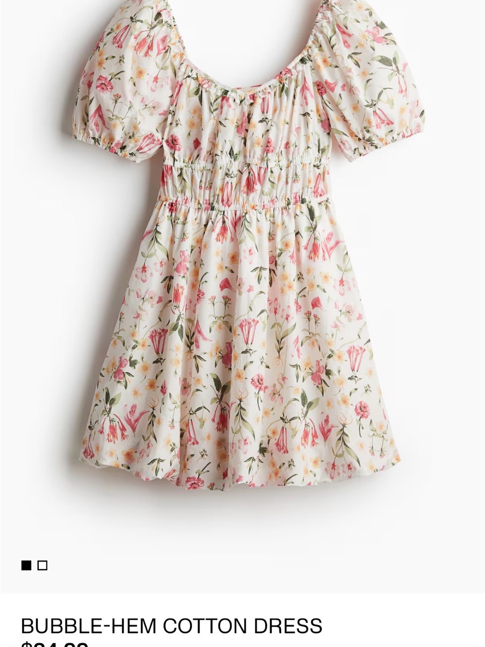 H&M Cream Dress with Pink Floral Print